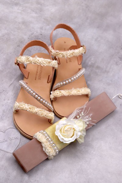 0217A Valentina Παιδικά δερμάτινα σανδάλια. (ΖΛ)