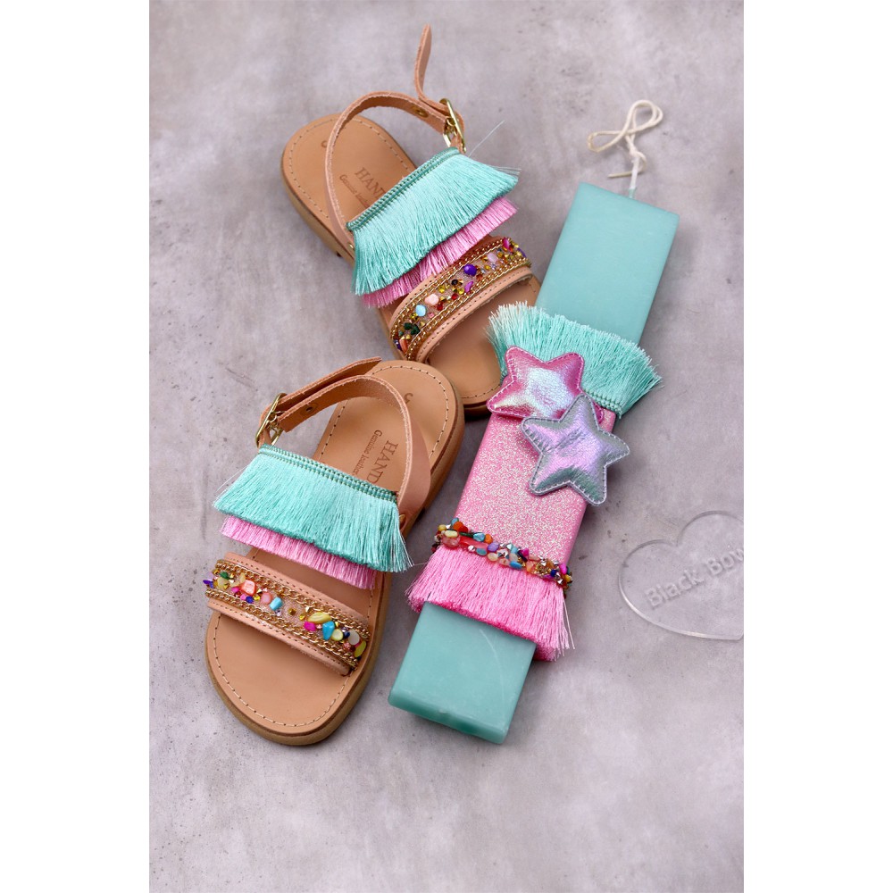 0613 Ariel Παιδικά δερμάτινα σανδάλια. (2 μπάρες)