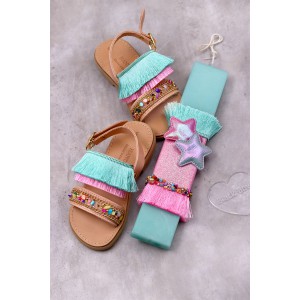 0613 Ariel Παιδικά δερμάτινα σανδάλια. (2 μπάρες)