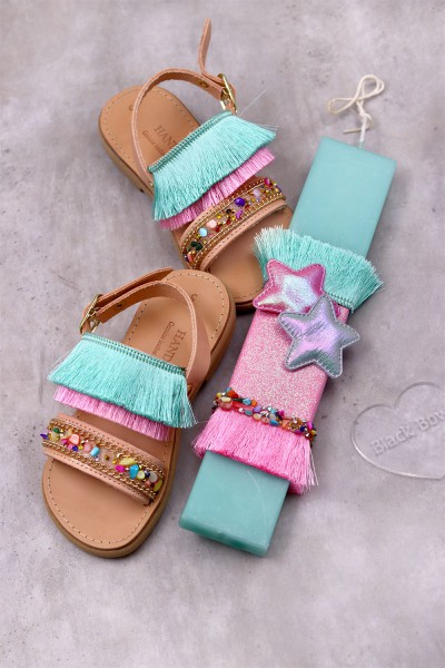 0613 Ariel Παιδικά δερμάτινα σανδάλια. (2 μπάρες)