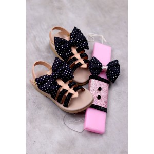 1040C Mariana Παιδικά δερμάτινα ή ανατομικά σανδάλια. Με αποσπώμενο φιόγκο. (Ερμής)