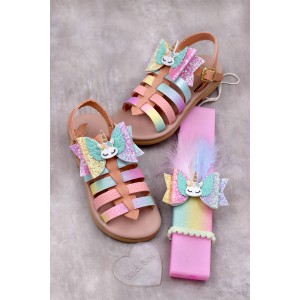 1094B Unicorn Παιδικά δερμάτινα ή ανατομικά σανδάλια. (Ερμής)