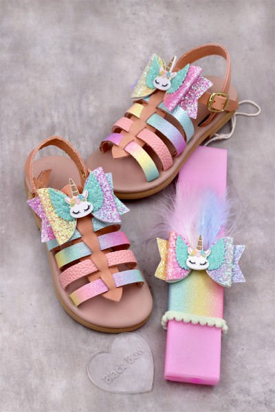 1094B Unicorn Παιδικά δερμάτινα ή ανατομικά σανδάλια. (Ερμής)