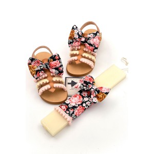 1347B Anna Παιδικά δερμάτινα ή ανατομικά σανδάλια. Με αποσπώμενο φιόγκο. (Ερμής)