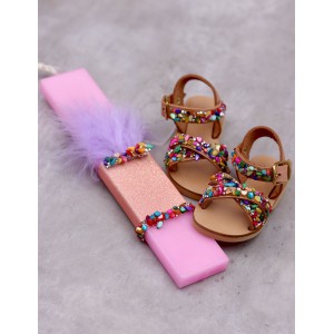 2000A Sparkle Παιδικά & βρεφικά δερμάτινα σανδάλια. (Χιαστί)
