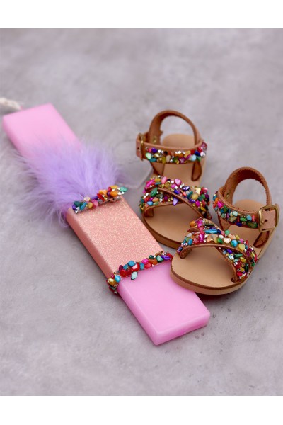 2000A Sparkle Παιδικά & βρεφικά δερμάτινα σανδάλια. (Χιαστί)