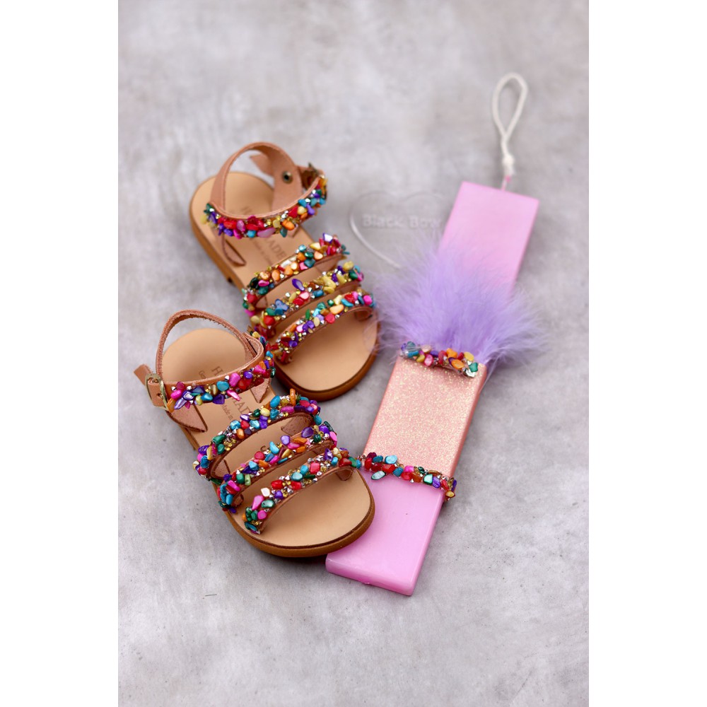 2000ER Sparkle Παιδικά δερμάτινα ή ανατομικά σανδάλια. (ER)