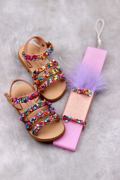 2000ER Sparkle Παιδικά δερμάτινα ή ανατομικά σανδάλια. (ER)