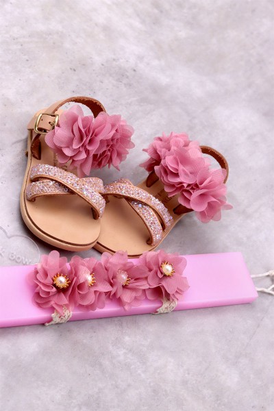 2025B Betty Παιδικά & βρεφικά δερμάτινα σανδάλια. (Χιαστί)