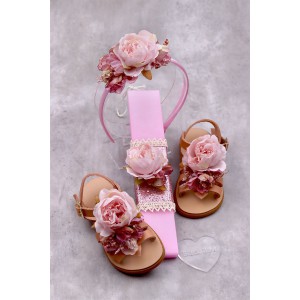 5037 Peonies Παιδικά δερμάτινα ή ανατομικά σανδάλια. (Ερμής)