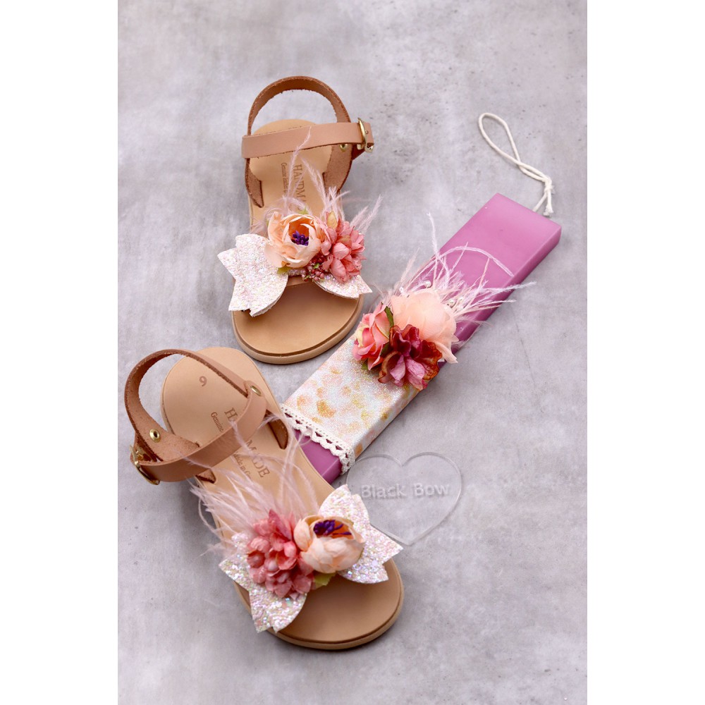 5038 Bow Flower Παιδικά & βρεφικά δερμάτινα ή ανατομικά σανδάλια. (ΔΛ)