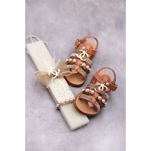 5042 Chacha Παιδικά δερμάτινα ή ανατομικά σανδάλια. (Ερμής)