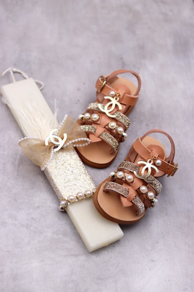 5042 Chacha Παιδικά δερμάτινα ή ανατομικά σανδάλια. (Ερμής)