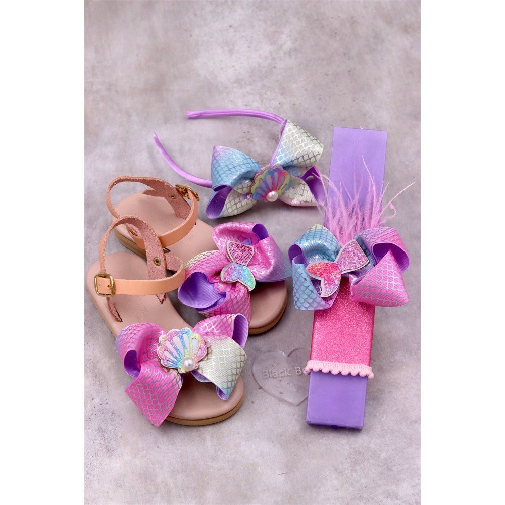 6013 Mermaid Bow Παιδικά & βρεφικά δερμάτινα ή ανατομικά σανδάλια. (ΔΛ)
