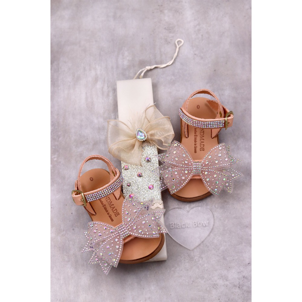 6014 Bow Queen Παιδικά & βρεφικά δερμάτινα ή ανατομικά σανδάλια. (ΔΛ)