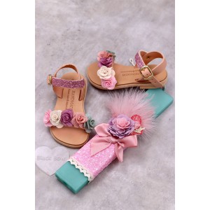 6031 Cute Flowers Παιδικά & βρεφικά δερμάτινα ή ανατομικά σανδάλια. (ΔΛ)