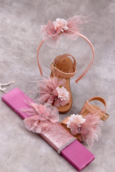 6032 Tulle Butterfly Παιδικά & βρεφικά δερμάτινα ή ανατομικά σανδάλια. (ΔΛ)