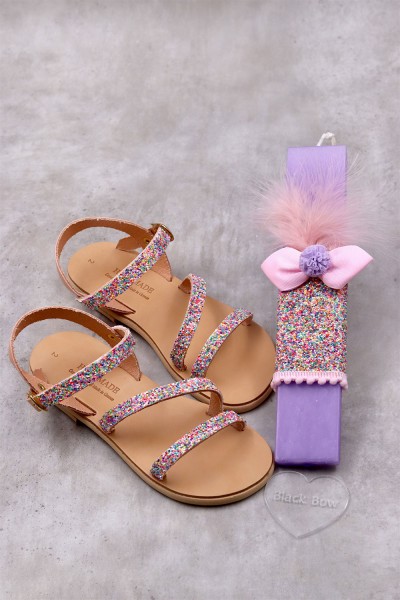 1077A Leia Παιδικά δερμάτινα σανδάλια. (ΖΛ)