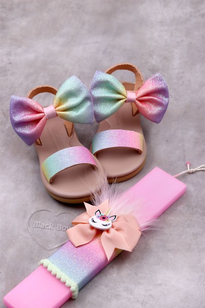 3105A Giselle Παιδικά & βρεφικάδερμάτινα ή ανατομικά σανδάλια. (Δετό)