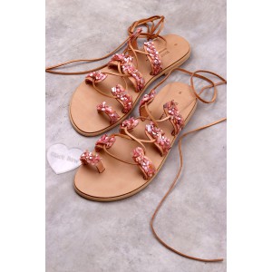 2000-11A Sparkle Γυναικεία δερμάτινα σανδάλια. (Boho)