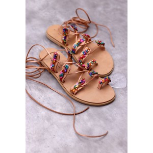 2000-11A Sparkle Γυναικεία δερμάτινα σανδάλια. (Boho)