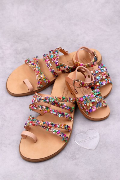 2000-17 Sparkle Γυναικεία δερμάτινα σανδάλια. (ΖΖ)