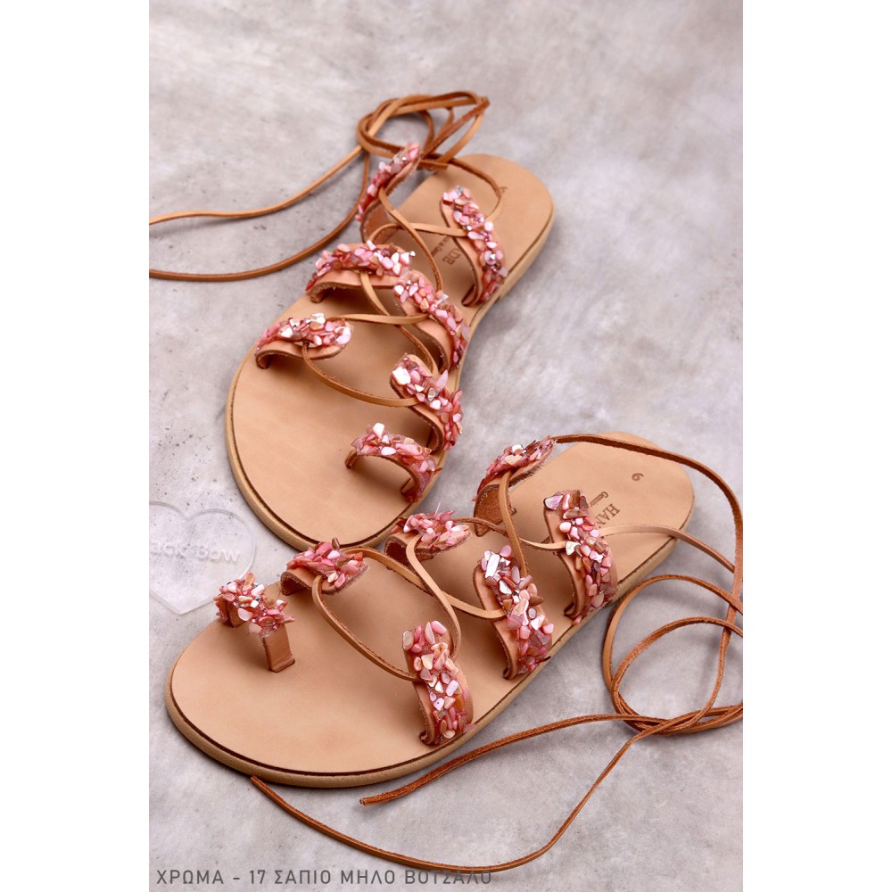 2000-11A Sparkle Γυναικεία δερμάτινα σανδάλια. (Boho)