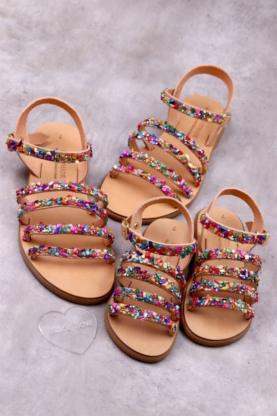 2000-15 Sparkle Γυναικεία δερμάτινα σανδάλια. (Ερμής)