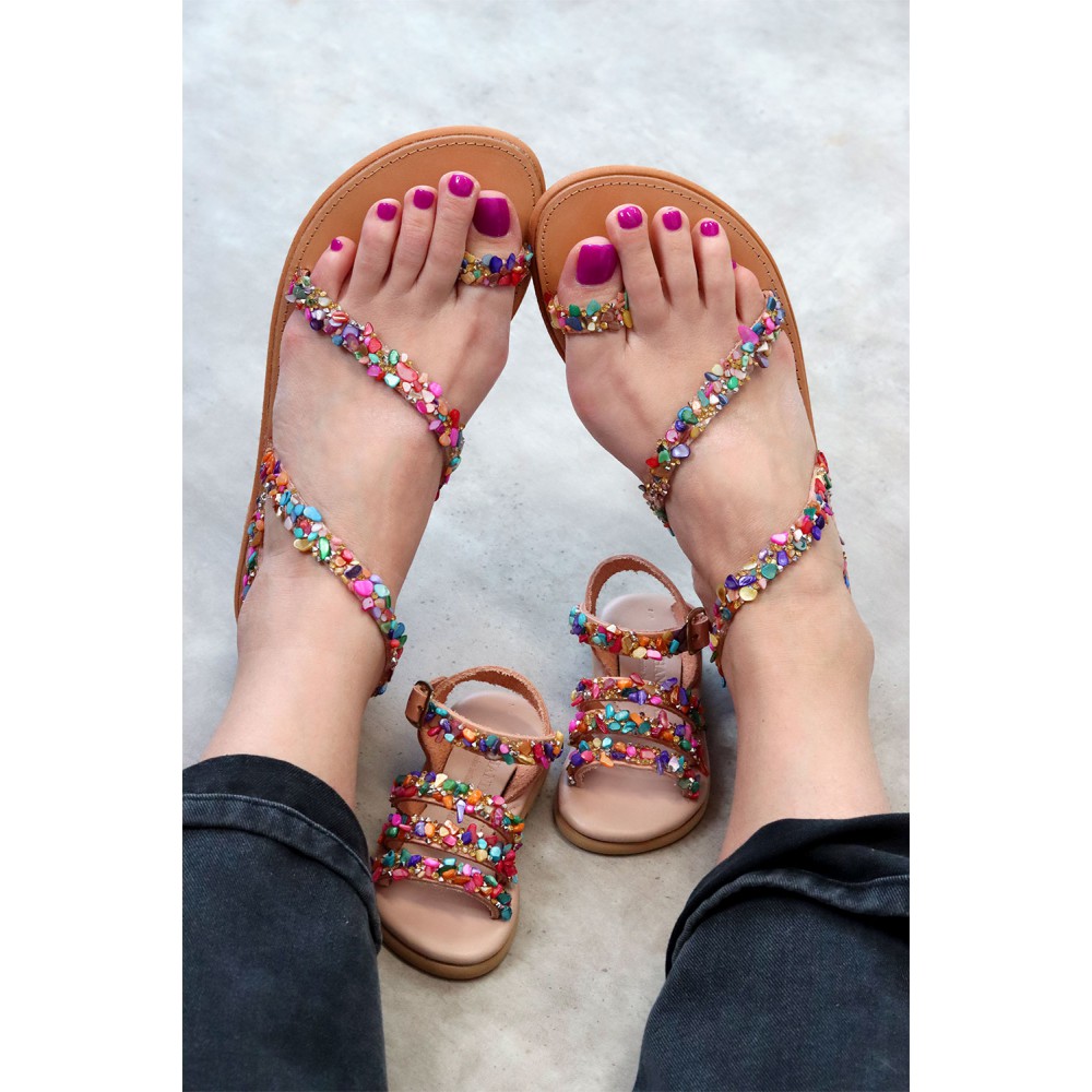 2000-1 Sparkle Γυναικεία δερμάτινα ή ανατομικά σανδάλια. (Φίδι)