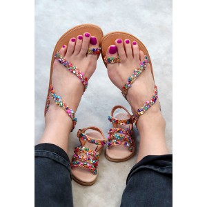 2000-1 Sparkle Γυναικεία δερμάτινα ή ανατομικά σανδάλια. (Φίδι)