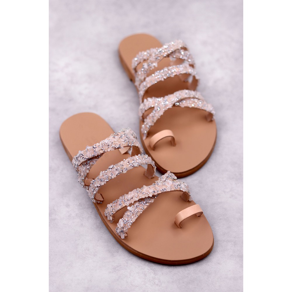 2000-17 Sparkle Γυναικεία δερμάτινα σανδάλια. (ΖΖ)