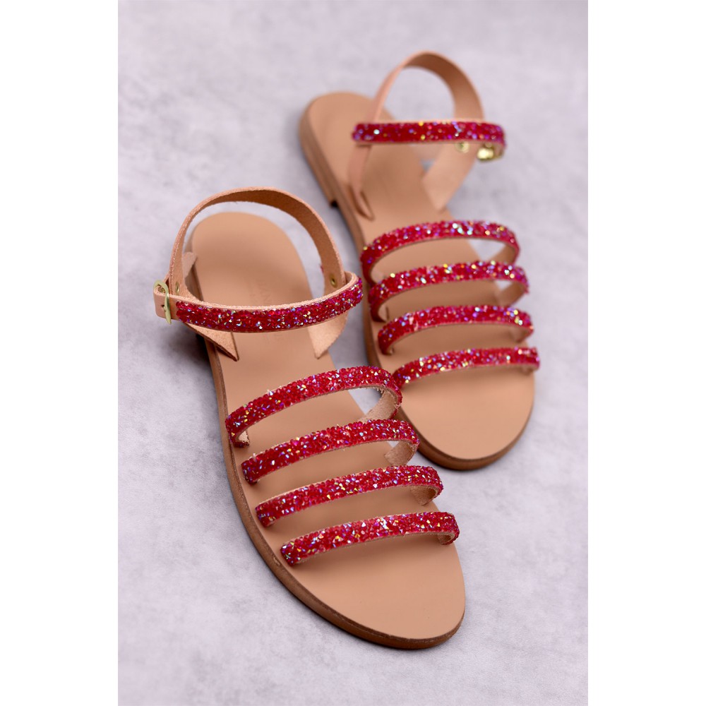 2000-15 Sparkle Γυναικεία δερμάτινα σανδάλια. (Ερμής)