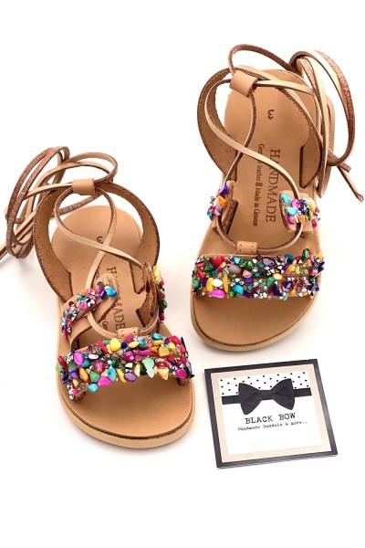 2000D Sparkle Παιδικά δερμάτινα σανδάλια. (Boho)