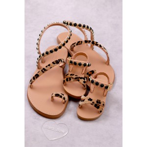 7051D Pony Skin Παιδικά & βρεφικά δερμάτινα σανδάλια. (xx)