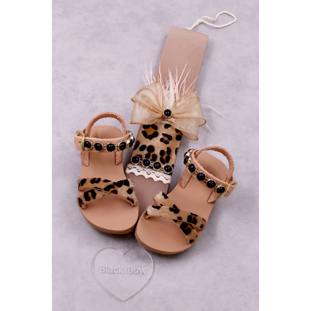 7051D Pony Skin Παιδικά & βρεφικά δερμάτινα σανδάλια. (xx)