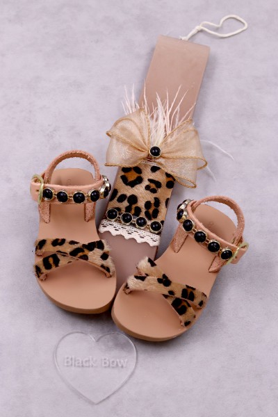 7051D Pony Skin Παιδικά & βρεφικά δερμάτινα σανδάλια. (xx)