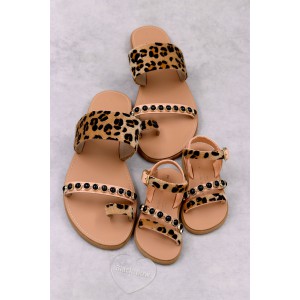 7051-4 Pony Skin Γυναικεία δερμάτινα σανδάλια. (Aναστ)