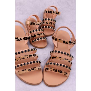 7051-6 Pony Skin Γυναικεία δερμάτινα σανδάλια. (Eρμής)