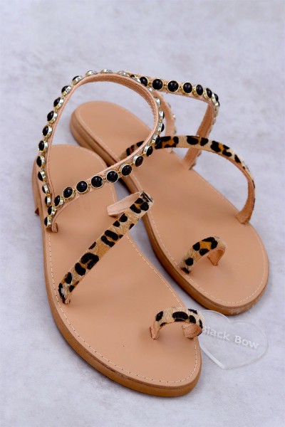 7051-1 Pony Skin Γυναικεία δερμάτινα ή ανατομικά σανδάλια. (ΦΙΔΙ)