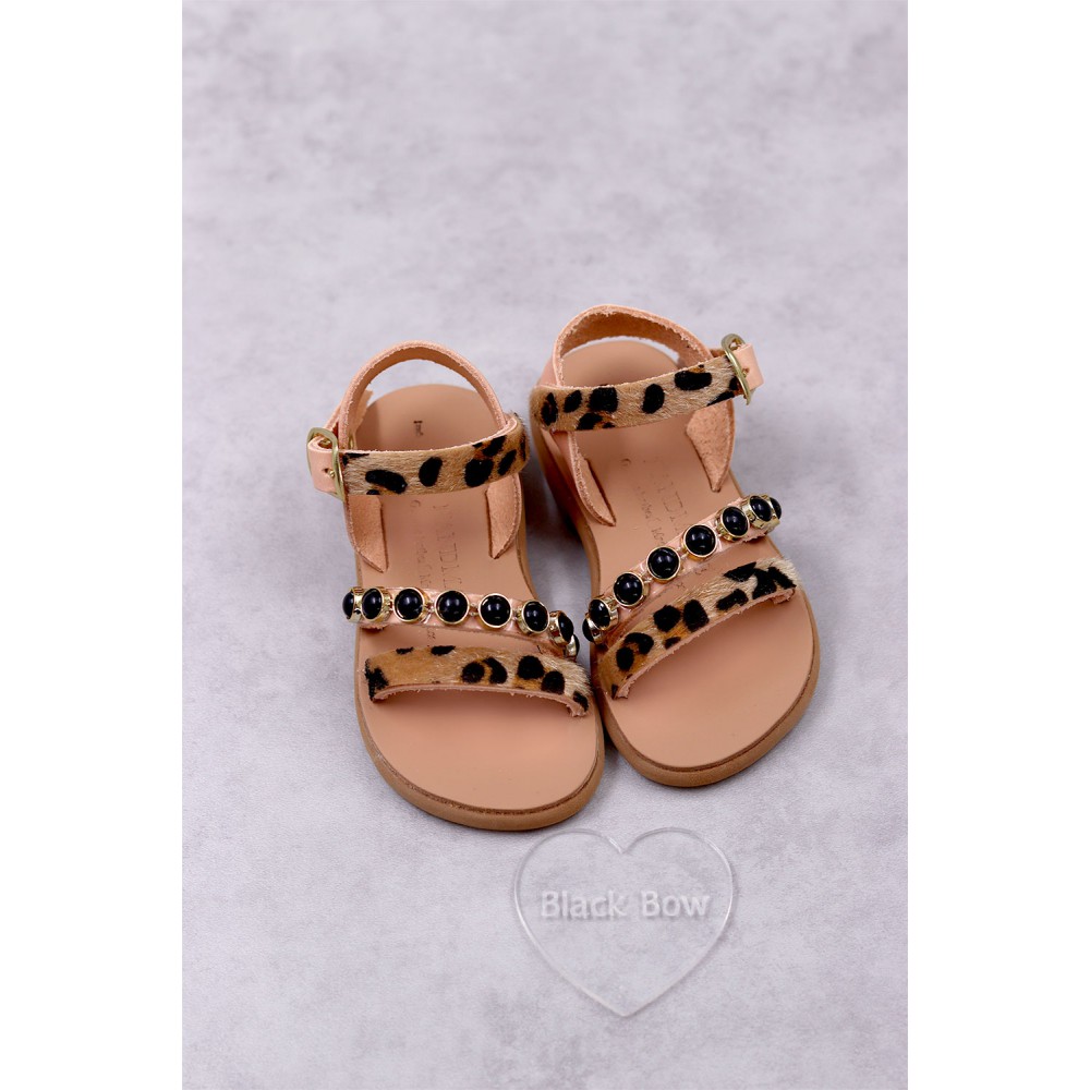 7051B Pony Skin Παιδικά & βρεφικά δερμάτινα σανδάλια. (ΖΛ)