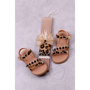 7051B Pony Skin Παιδικά & βρεφικά δερμάτινα σανδάλια. (ΖΛ)