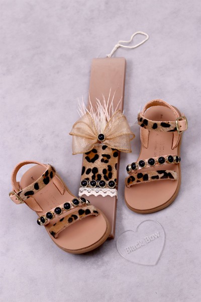 7051B Pony Skin Παιδικά & βρεφικά δερμάτινα σανδάλια. (ΖΛ)