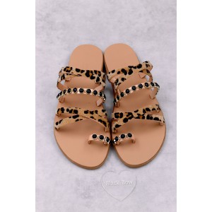 7051-2 Pony Skin Γυναικεία δερμάτινα σανδάλια. (ZZ)