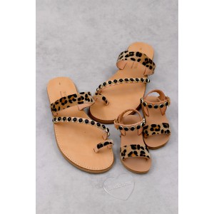 7051-3 Pony Skin Γυναικεία δερμάτινα σανδάλια. (Zσανδ)