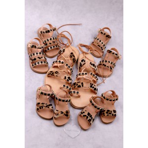 7051-7 Pony Skin Γυναικεία δερμάτινα σανδάλια. (Μποχο)