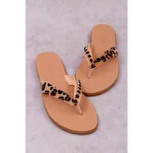 7051-5 Pony Skin Γυναικεία δερμάτινα σανδάλια. (Διχάλα)