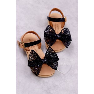 7010 Black Bow Παιδικά & βρεφικά δερμάτινα ή ανατομικά σανδάλια. (ΔΛ)