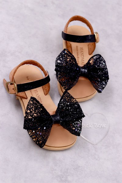 7010 Black Bow Παιδικά & βρεφικά δερμάτινα ή ανατομικά σανδάλια. (ΔΛ)