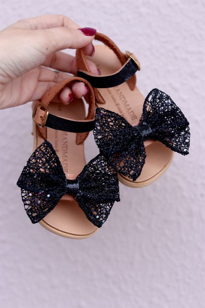 7010 Black Bow Παιδικά & βρεφικά δερμάτινα ή ανατομικά σανδάλια. (ΔΛ)