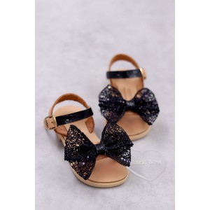 7010 Black Bow Παιδικά & βρεφικά δερμάτινα ή ανατομικά σανδάλια. (ΔΛ)